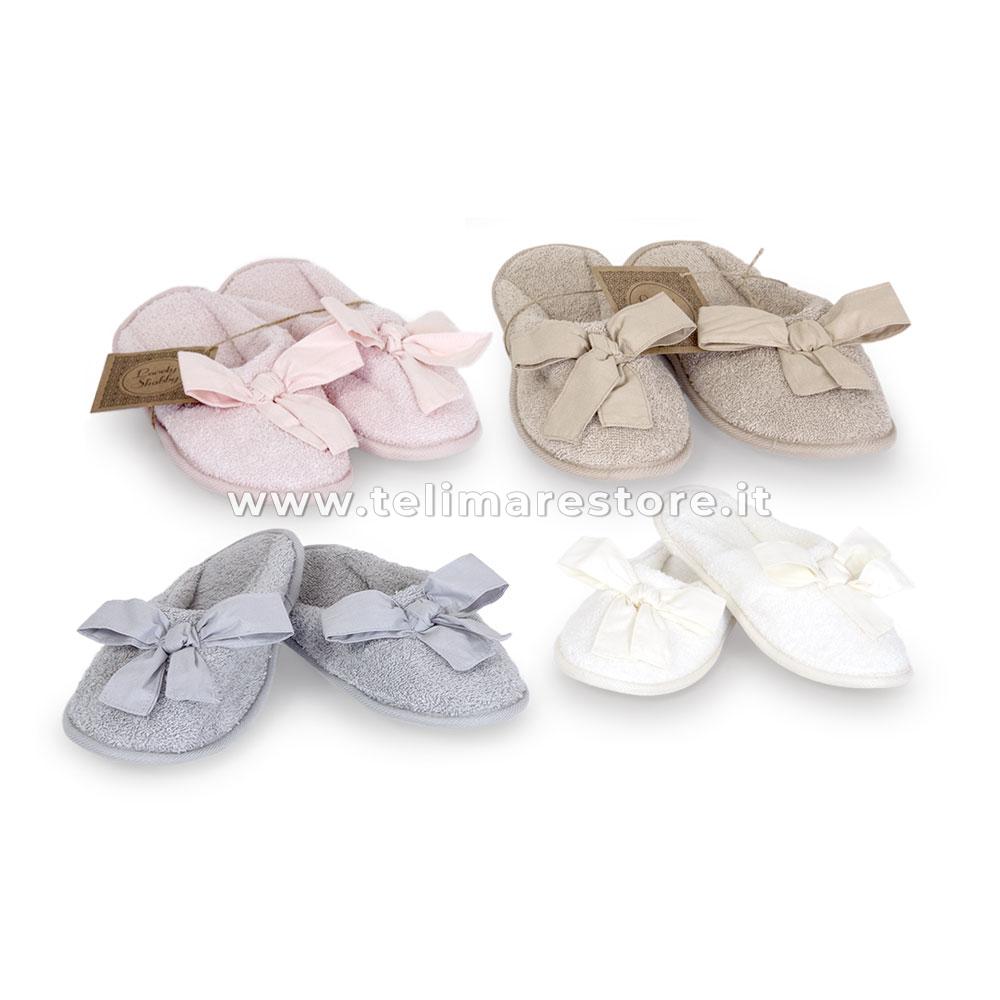 Spugna da bagno Ciabatte Fiocco Avorio 100% spugna di cotone Lovely Shabby