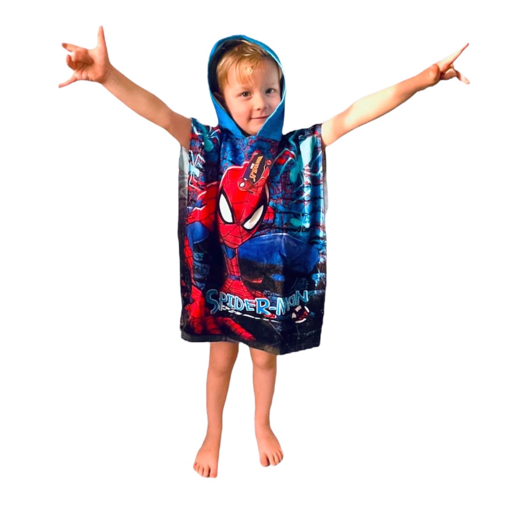 50 x 50 cm Marvel Spiderman Asciugamano a poncho per bambini Cotone Blue 
