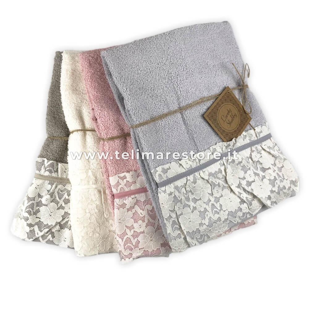 Set 4 Asciugamani Bagno Made In Italy - 2 Viso 110x60cm + 2 Bidet 60x40cm, Spugna Cotone 430g/m&sup2;