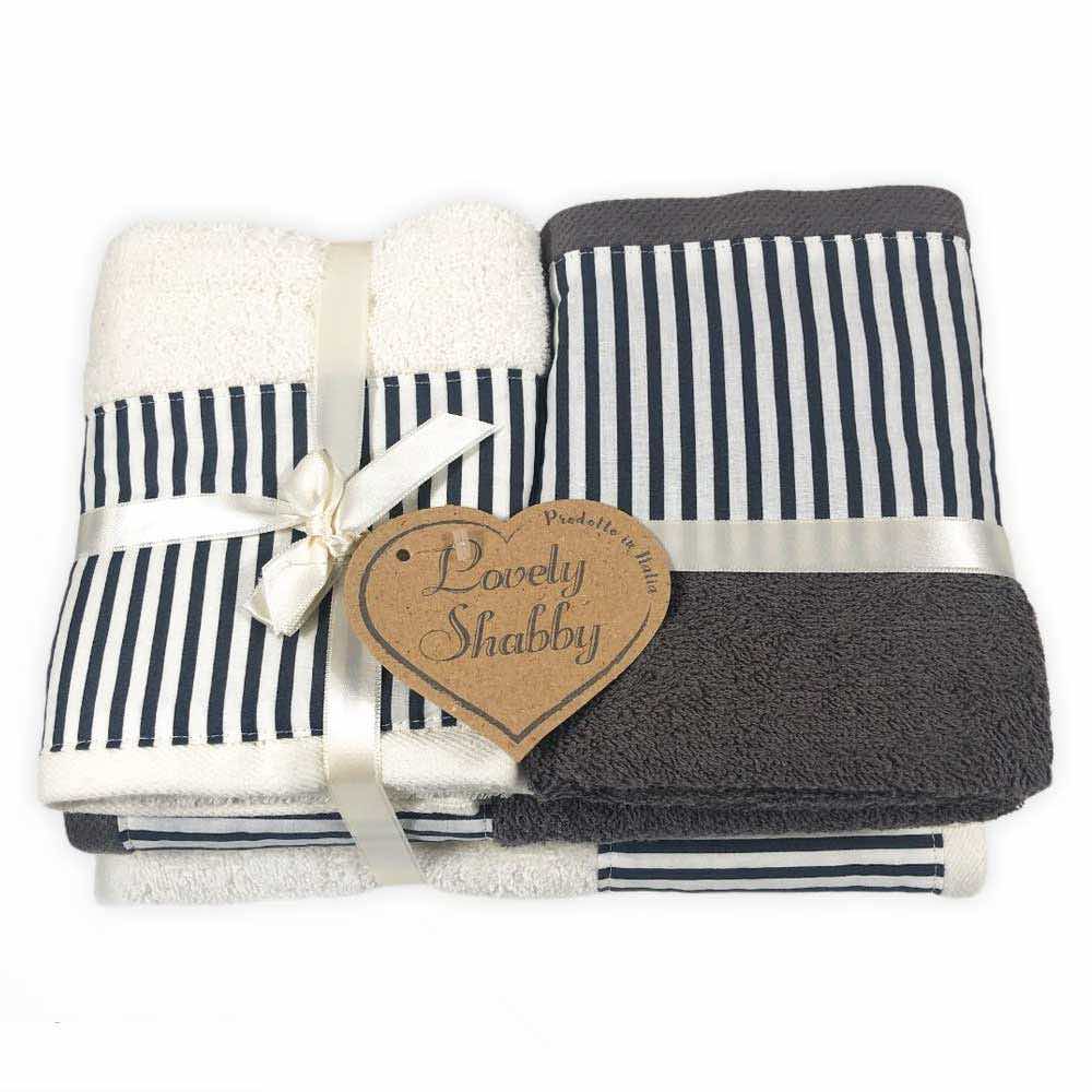 Cotone egiziano Lazzaro Home 650 g/mq Carbone 2 asciugamani 2 Bath And 4 Hand Towels Set di asciugamani in cotone egiziano colore: grigio 