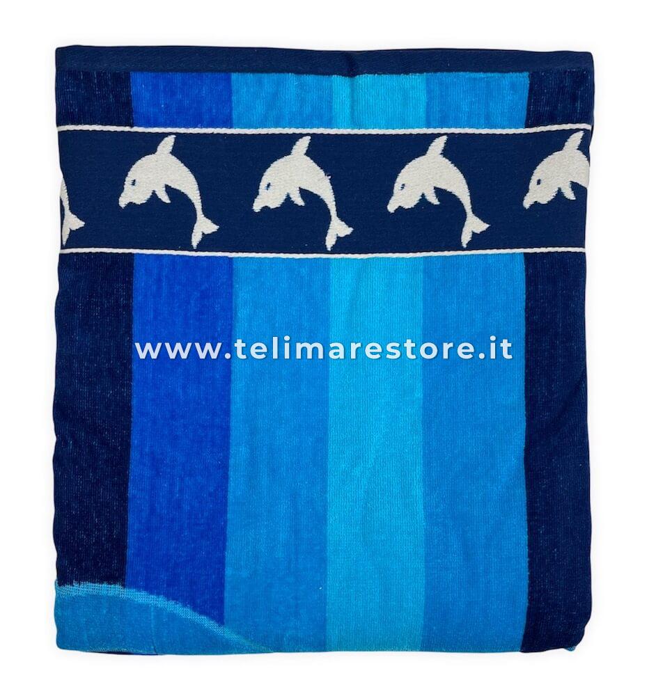 Telo mare Grande Matrimoniale Delfino Azzurro Asciugamano spugna 100% cotone