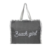 Borsa Mare Beach Girl Antracite con Zip Stampa Grigia 100% Cotone Canvas Misura 50x40x15cm