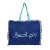 Borsa Mare Beach Girl Blu con Zip Stampa Azzurra 100% Cotone Canvas Misura 50x40x15cm