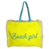 Borsa Mare Beach Girl Gialla con Zip e Stampa Azzurra misura 47x37x15cm