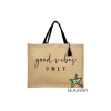 Borsa Mare Good Vibes Natural Con manici Neri 90%Juta 10%Cotone 44x36x20cm