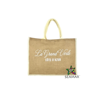 Borsa Mare La Grande Voile Natural 90%Juta 10%Cotone 44x36x20cm Interno Impermeabile