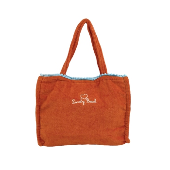 Borsa Mare Marisol Arancione in Spugna con Zip e Pon Pon 100% Cotone Misura 42x32x16cm
