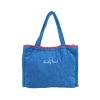 Borsa Mare Marisol Azzurro in Spugna con Pon Pon 100% Cotone Misura 42x32x16cm