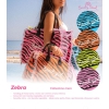 Borsa Mare Media New Zebra Azzurro con Zip Stampa Beach Girl 100%Cotone Canvas Misura 40x30x18cm Borsa Spiaggia