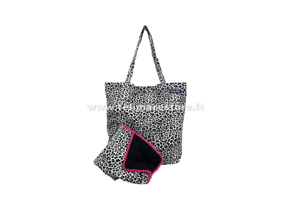 Borsa Mare Okoa Animalier Grigio 50x40x20cm Misto Cotone - Borsa da spiaggia