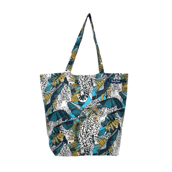 Borsa Mare Okoa Tropical Animalier 50x40x20cm Misto Cotone - Borsa da spiaggia