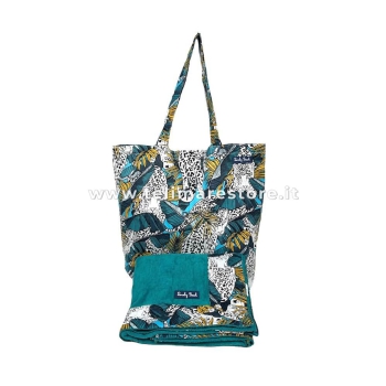 Borsa Mare Okoa Tropical Animalier 50x40x20cm Misto Cotone - Borsa da spiaggia