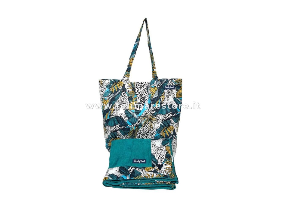 Borsa Mare Okoa Tropical Animalier 50x40x20cm Misto Cotone - Borsa da spiaggia