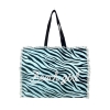 Borsa Mare Zebra Azzurro con Zip Stampa Beach Girl 100% Cotone Canvas Misura 50x40x15cm Borsa Spiaggia