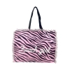 Borsa Mare Zebra Rosa con Zip Stampa Beach Girl 100% Cotone Canvas Misura 50x40x15cm Borsa Spiaggia