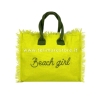 Borsetta Mare Beach Girl Gialla a Manico Corto con Zip 100%Cotone 30x24x14cm Handbag Spiaggia
