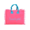 Borsetta Mare Beach Girl Rosa a Manico Corto con Zip 100%Cotone 30x24x14cm Handbag Spiaggia