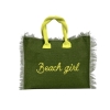 Borsetta Mare Beach Girl Verde a Manico Corto con Zip 100%Cotone 30x24x14cm Handbag Spiaggia