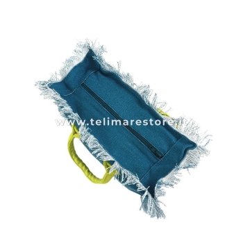 Borsetta Mare Beach Girl Verde Petrolio a Manico Corto con Zip 100%Cotone 30x24x14cm Handbag Spiaggia