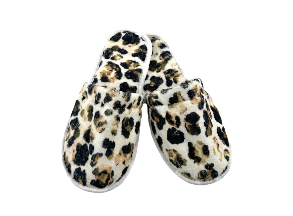 Ciabatte Leopard in Morbida Spugna Velour 60%Cotone 40%Poliestere con Stampa Digitale