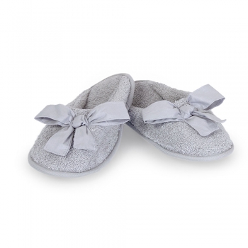 Coppia Ciabatte Fiocco Grigio 