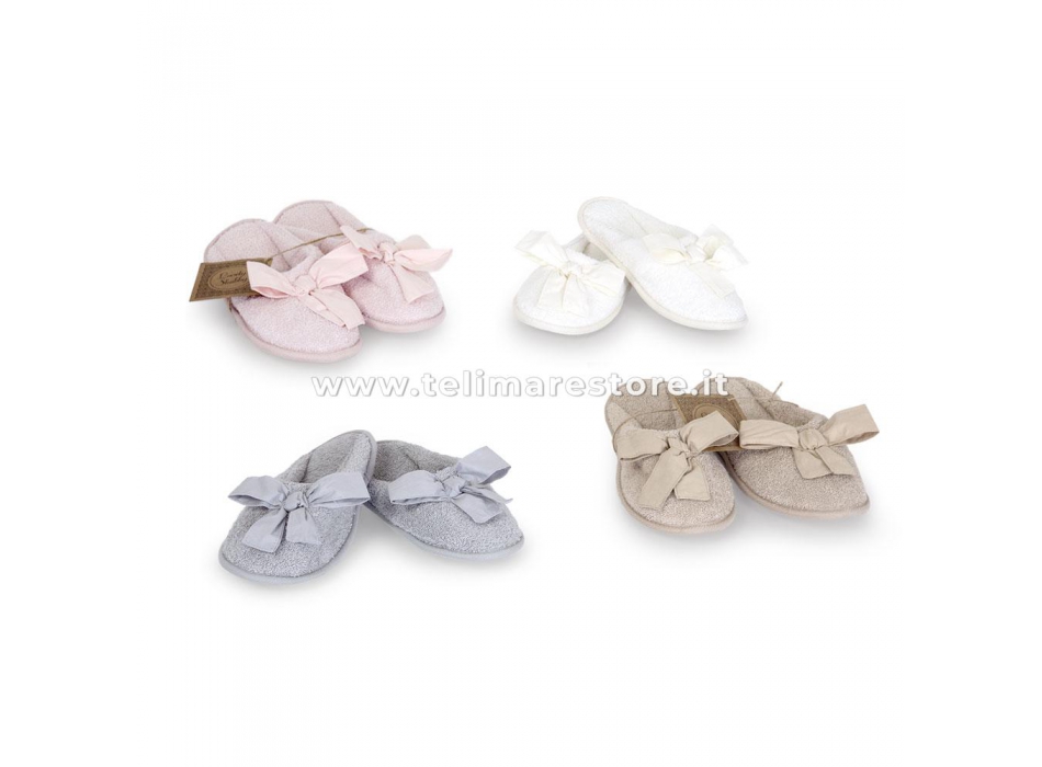 Coppia Ciabatte Fiocco Grigio 