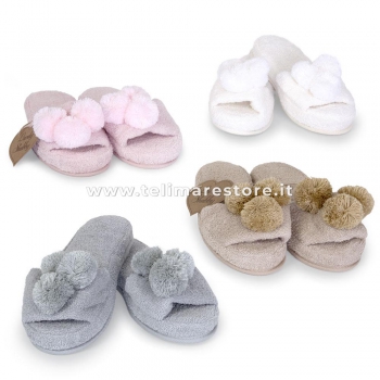 Coppia Ciabatte PonPons Cipria Lovely Shabby