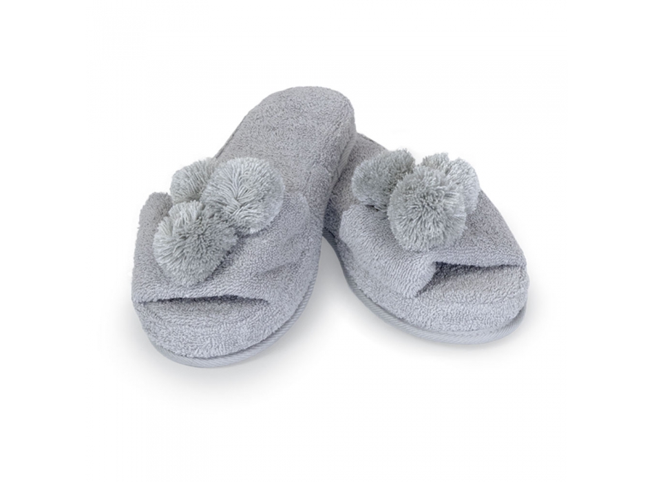 Coppia Ciabatte PonPons Grigio Lovely Shabby