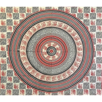 Copritutto Copridivano Etnico Greek Elephant Rosso Sabbiato 100% Cotone 210x230cm Senza Frange