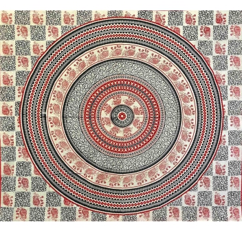 Copritutto Copridivano Etnico Greek Elephant Rosso Sabbiato 100% Cotone 210x230cm Senza Frange