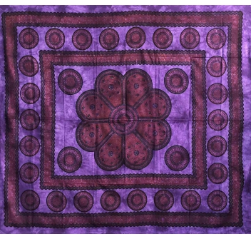 Copritutto Copridivano Grande Poseidon Viola 100% Cotone 220x240 cm con Frange 