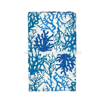 Copritutto Grande Coralli Azzurro 210x240 cm Copri Divano 100% Cotone Copriletto Estivo 