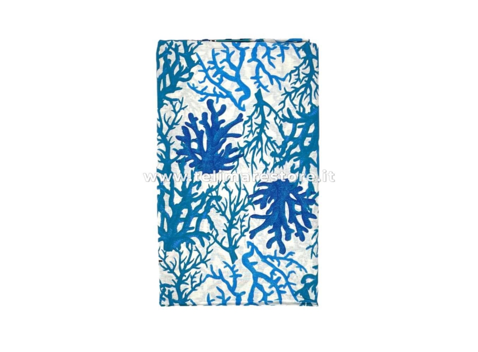 Copritutto Grande Coralli Azzurro 210x240 cm Copri Divano 100% Cotone Copriletto Estivo 