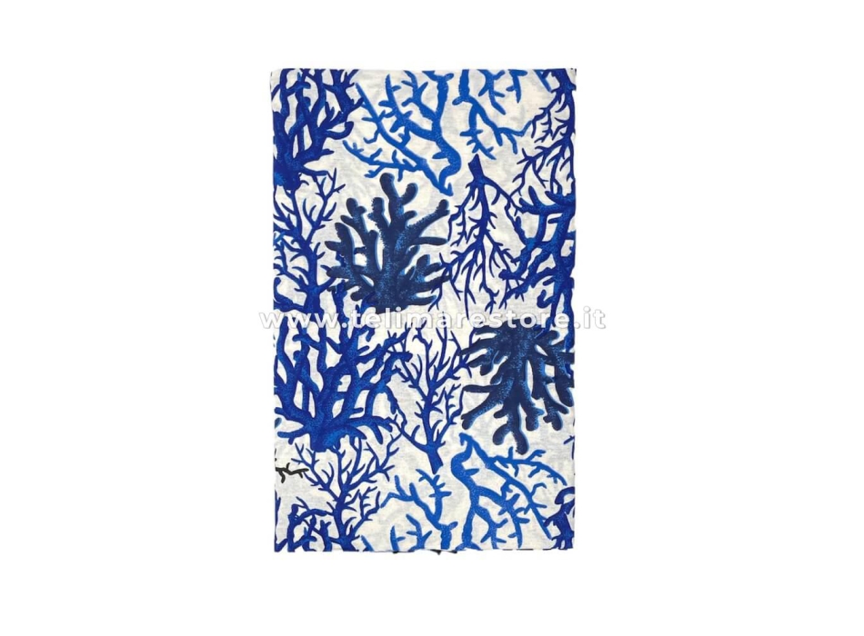 Copritutto Grande Coralli Blu 210x240 cm Copri Divano 100% Cotone Copriletto Estivo 