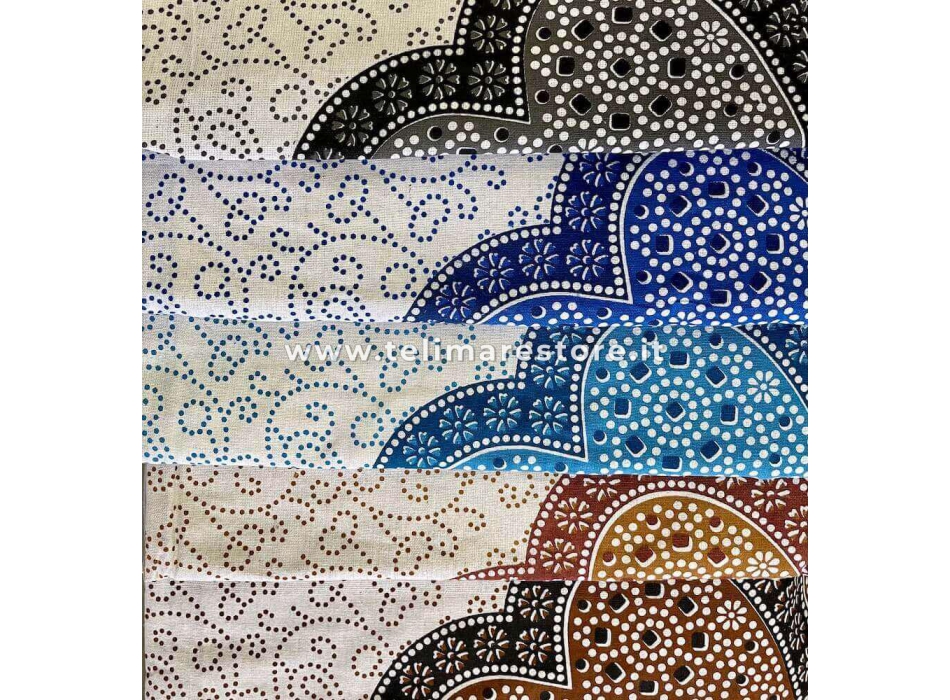 Copritutto Grande Elefante Margherita Pois Bianco Ruggine 100% Cotone 210x240cm Copriletto Copridivano con Frange 