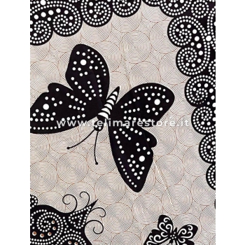 Copritutto Grande Farfalle Nero Sabbiato 210x240cm Batik Orientale Telo Mare 100% Cotone Copri Divano