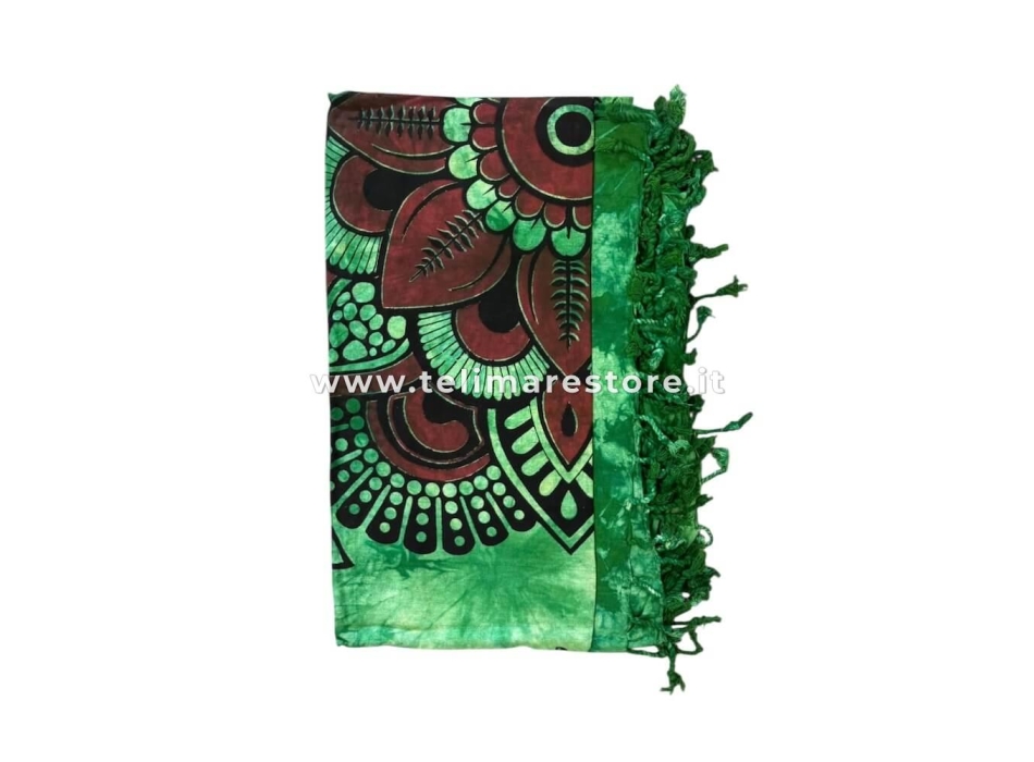 Copritutto Grande Farfalle Verde Bottiglia 210x230cm Telo Mare Copri Divano Batik GranFoular