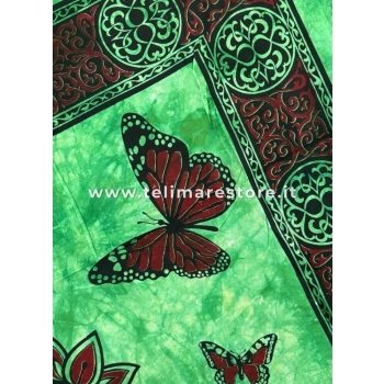 Copritutto Grande Farfalle Verde Bottiglia 210x230cm Telo Mare Copri Divano Batik GranFoular