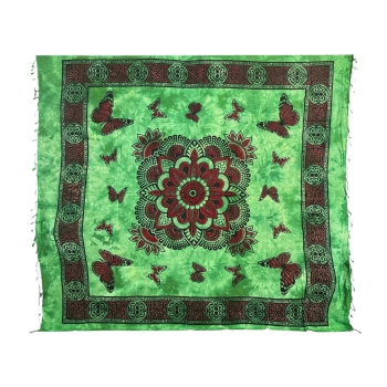 Copritutto Grande Farfalle Verde Bottiglia 210x230cm Telo Mare Copri Divano Batik GranFoular