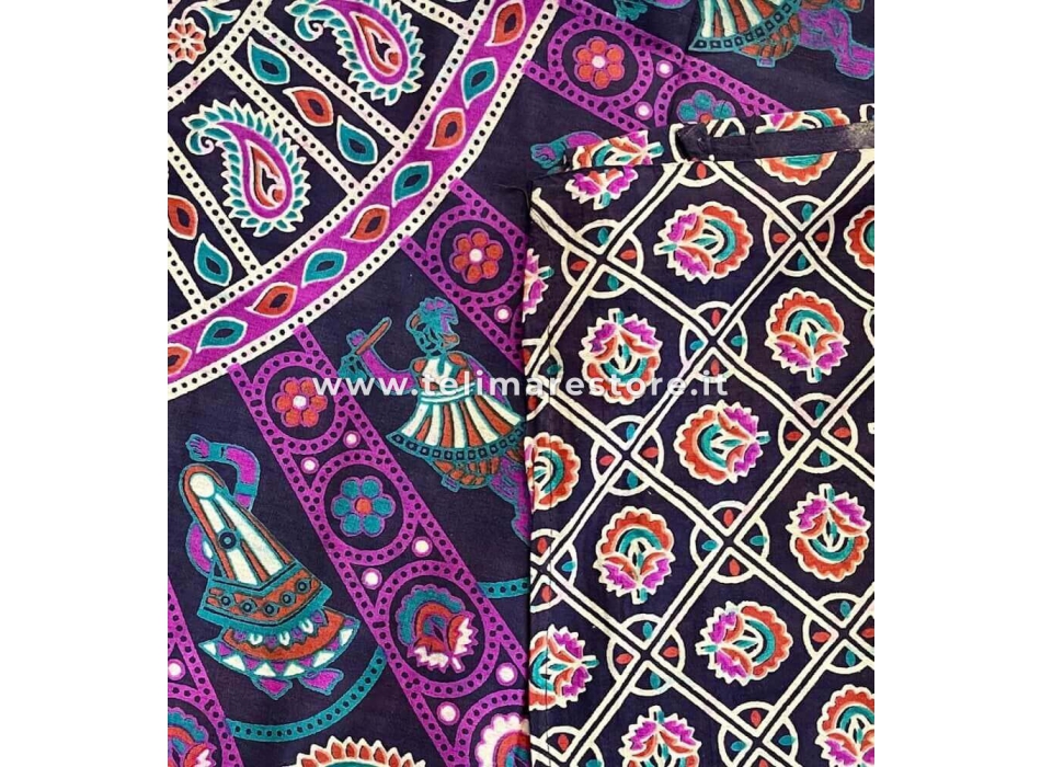Copritutto Grande Flowers Fucsia 100% Cotone Copridivano Etnico, Copriletto 215x220cm