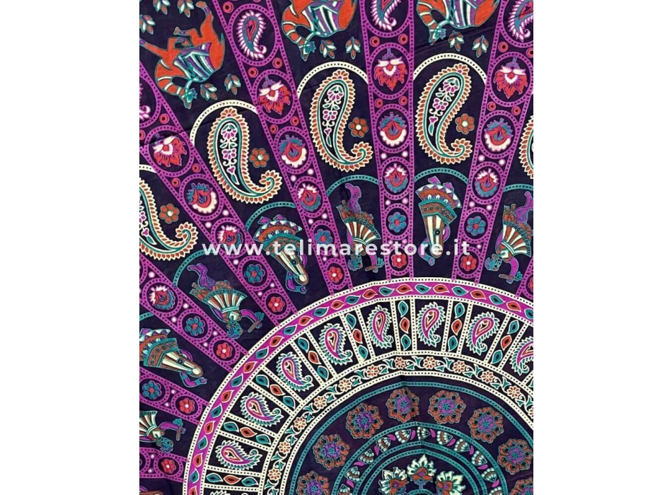 Copritutto Grande Flowers Fucsia 100% Cotone Copridivano Etnico, Copriletto 215x220cm