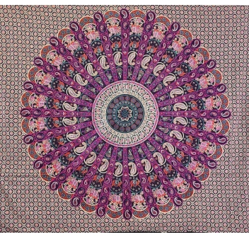 Copritutto Grande Flowers Fucsia 100% Cotone Copridivano Etnico, Copriletto 215x220cm