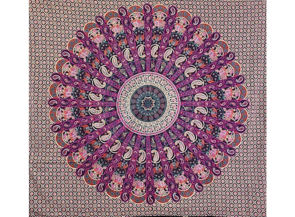 Copritutto Grande Flowers Fucsia 100% Cotone Copridivano Etnico, Copriletto 215x220cm