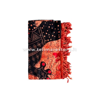 Copritutto Grande Geko Arancione 100% Cotone Copri Divano 210x230cm Copriletto con Frange 