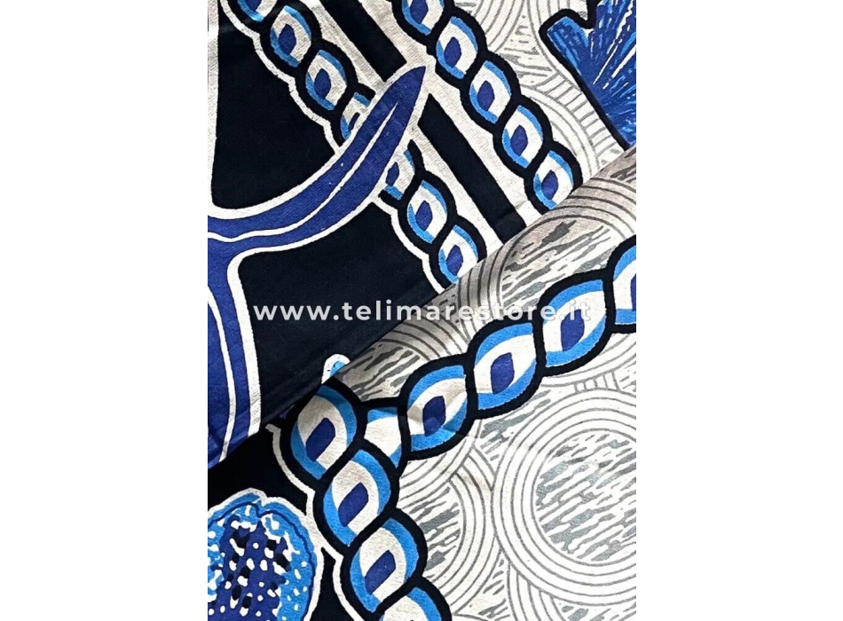 Copritutto Grande Marinaro Azzurro Sabbiato 210x240cm Batik Orientale Telo Mare 100% Cotone Copri Divano