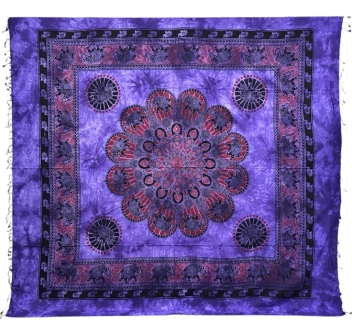 Copritutto Grande Multi Elephant Viola 80%Cotone 20% Poliestere 210x230cm Copridivano Telo Mare Maxi Batik