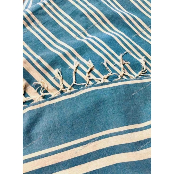 Copritutto Grande Multi Righe Panna Turchese