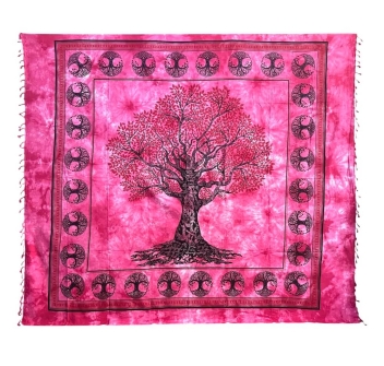 Copritutto Grande Multi Tree Fucsia 80%Cotone 20% Poliestere 210x230cm Copridivano Telo Mare Maxi Batik