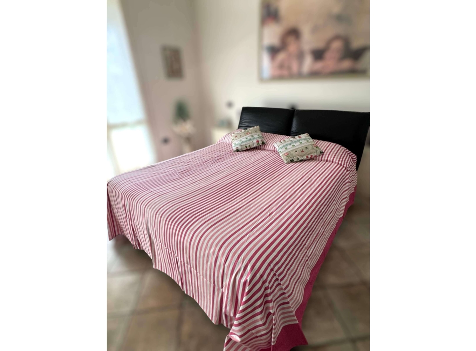 Copritutto Grande Rigato Fucsia 70%Cotone 30%Poliestere Copri Divano 250x250cm Copriletto