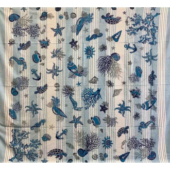 Copritutto Grande Rigato Stampato Kapuca Azzurro